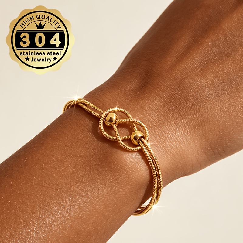 Women's Elegant Knotted Bead Design Stainless Steel Bracelet